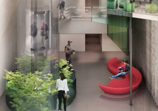 Aménagement du hall d’entrée d’un immeuble de bureaux